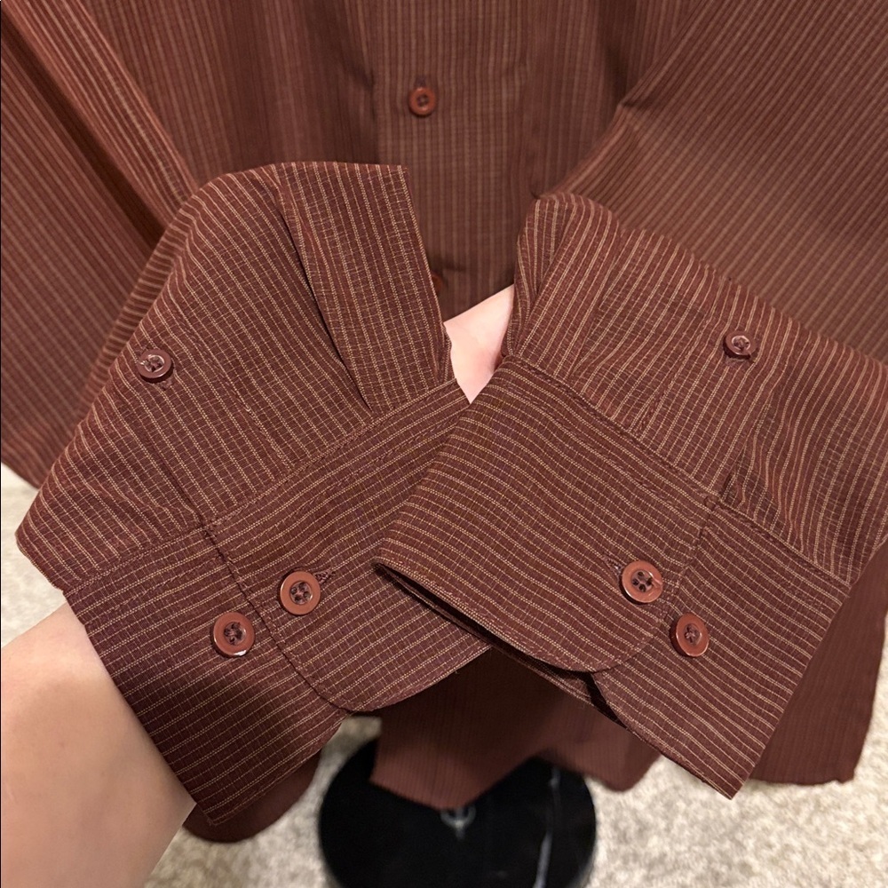 Saddlebred Men's Reddish Brown Button Down Shirt - Picture 5 of 7